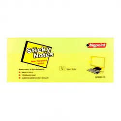 Bigpoint Yapışkanlı Not Kağıdı 3'lü 40x50mm Neon Sarı