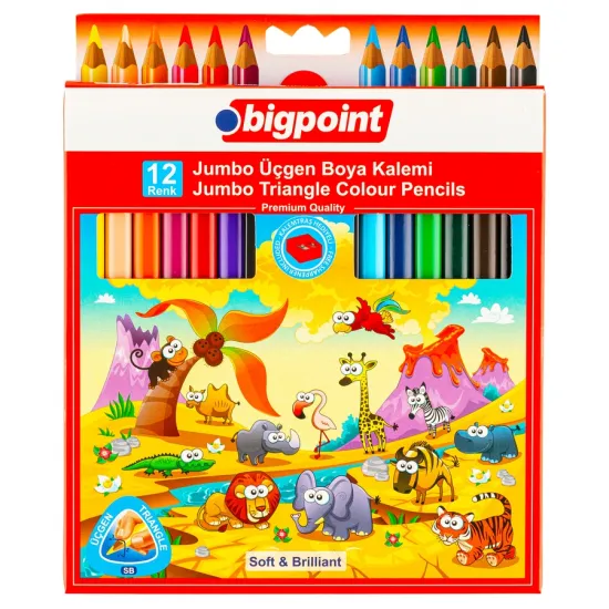 Bigpoint Jumbo Üçgen Kuru Boya Kalemi 12 Renk Bigpoint Jumbo Üçgen Kuru Boya Kalemi 12 Renk