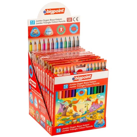Bigpoint Jumbo Üçgen Kuru Boya Kalemi 12 Renk Bigpoint Jumbo Üçgen Kuru Boya Kalemi 12 Renk