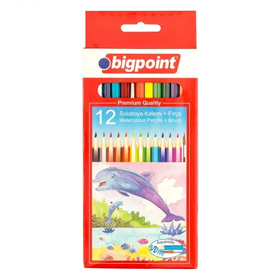 Bigpoint Aquarelle Boya Kalemi 12 Renk Fırçalı Bigpoint Aquarelle Boya Kalemi 12 Renk Fırçalı