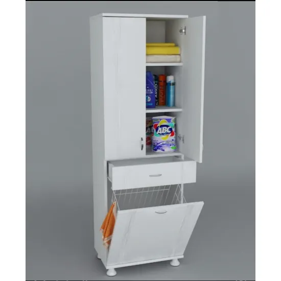 Lake Kapaklı Çekmeceli Sepetli Banyo Çok Amaçlı Dolap 60x40x180 Lake Kapaklı Çekmeceli Sepetli Banyo Çok Amaçlı Dolap 60x40x180