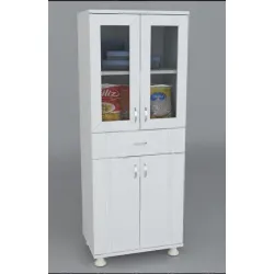 Lake Mika Camlı Çekmeceli Banyo Mutfak Çok Amaçlı Dolap 60x40x150